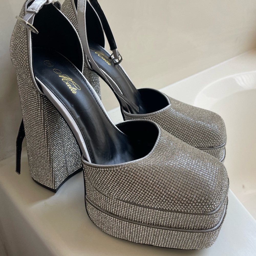 Silver Sparkle Platform Heels